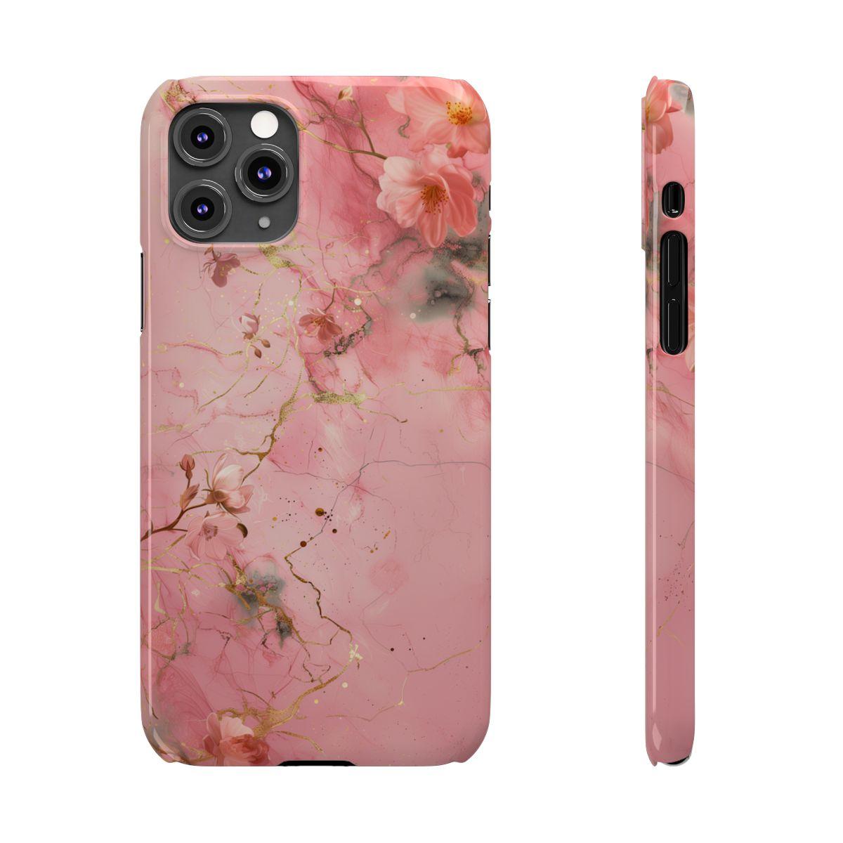 iPhone Case - Flower Pink Marble