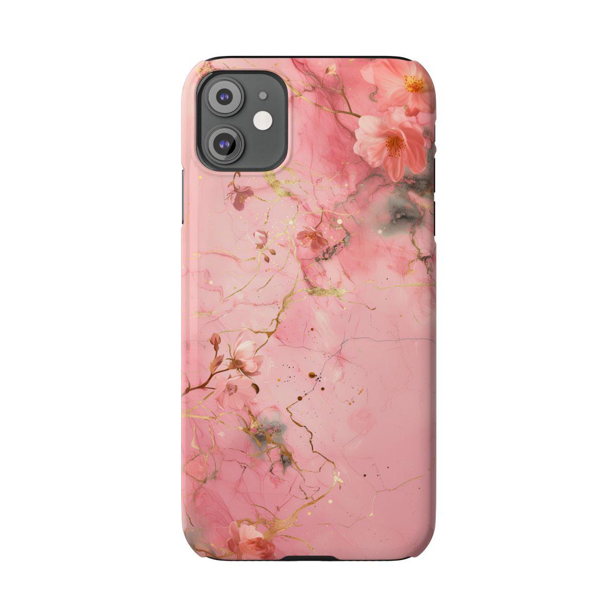 iPhone Case - Flower Pink Marble