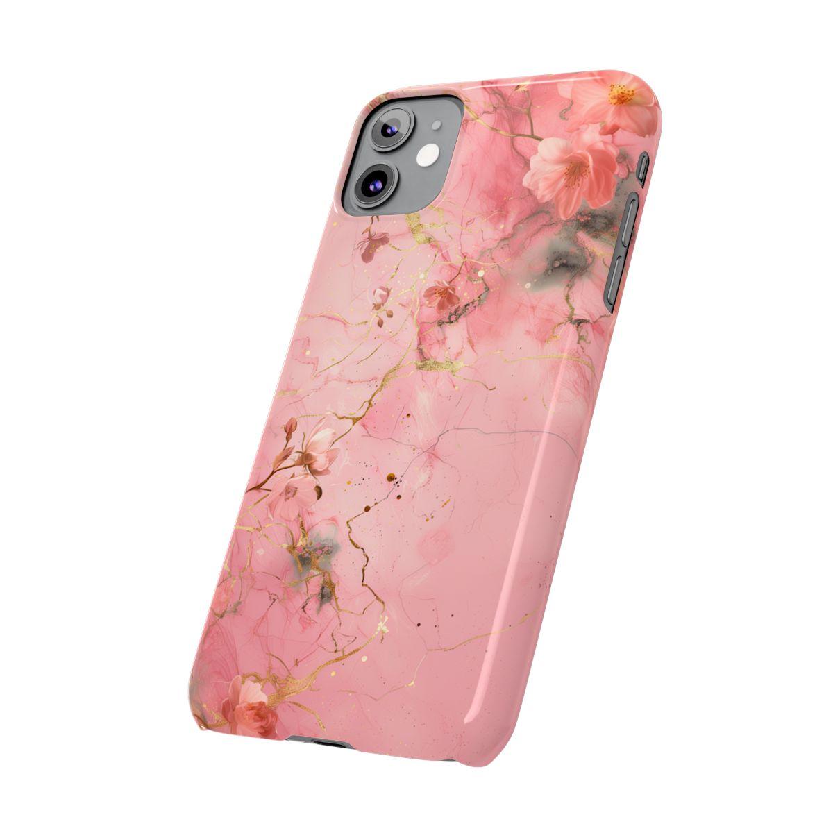 iPhone Case - Flower Pink Marble