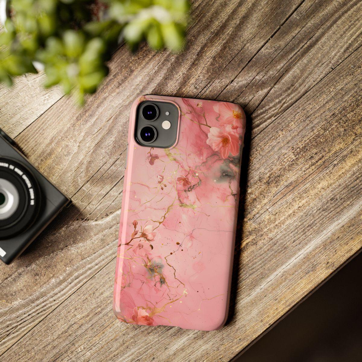 iPhone Case - Flower Pink Marble