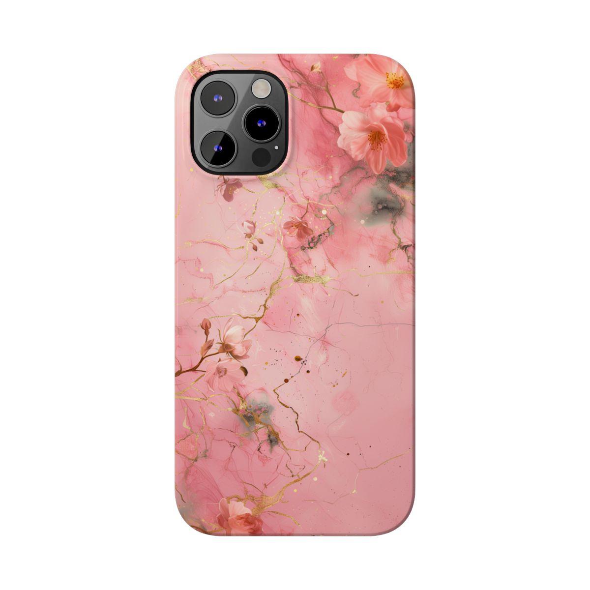 iPhone Case - Flower Pink Marble