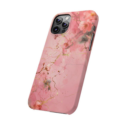 iPhone Case - Flower Pink Marble