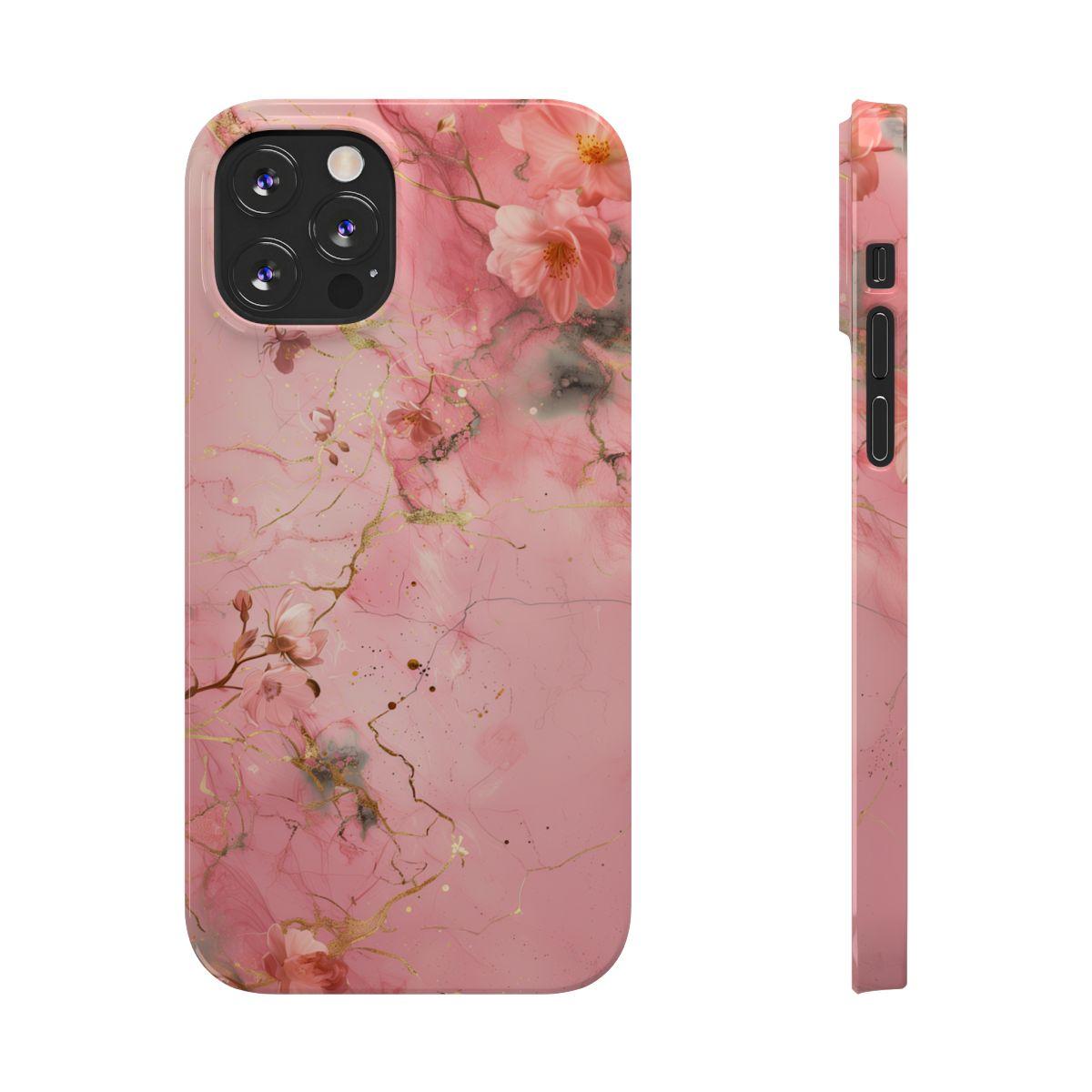 iPhone Case - Flower Pink Marble