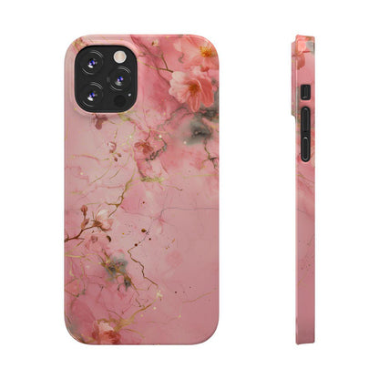 iPhone Case - Flower Pink Marble