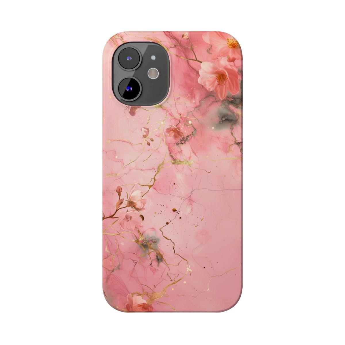 iPhone Case - Flower Pink Marble