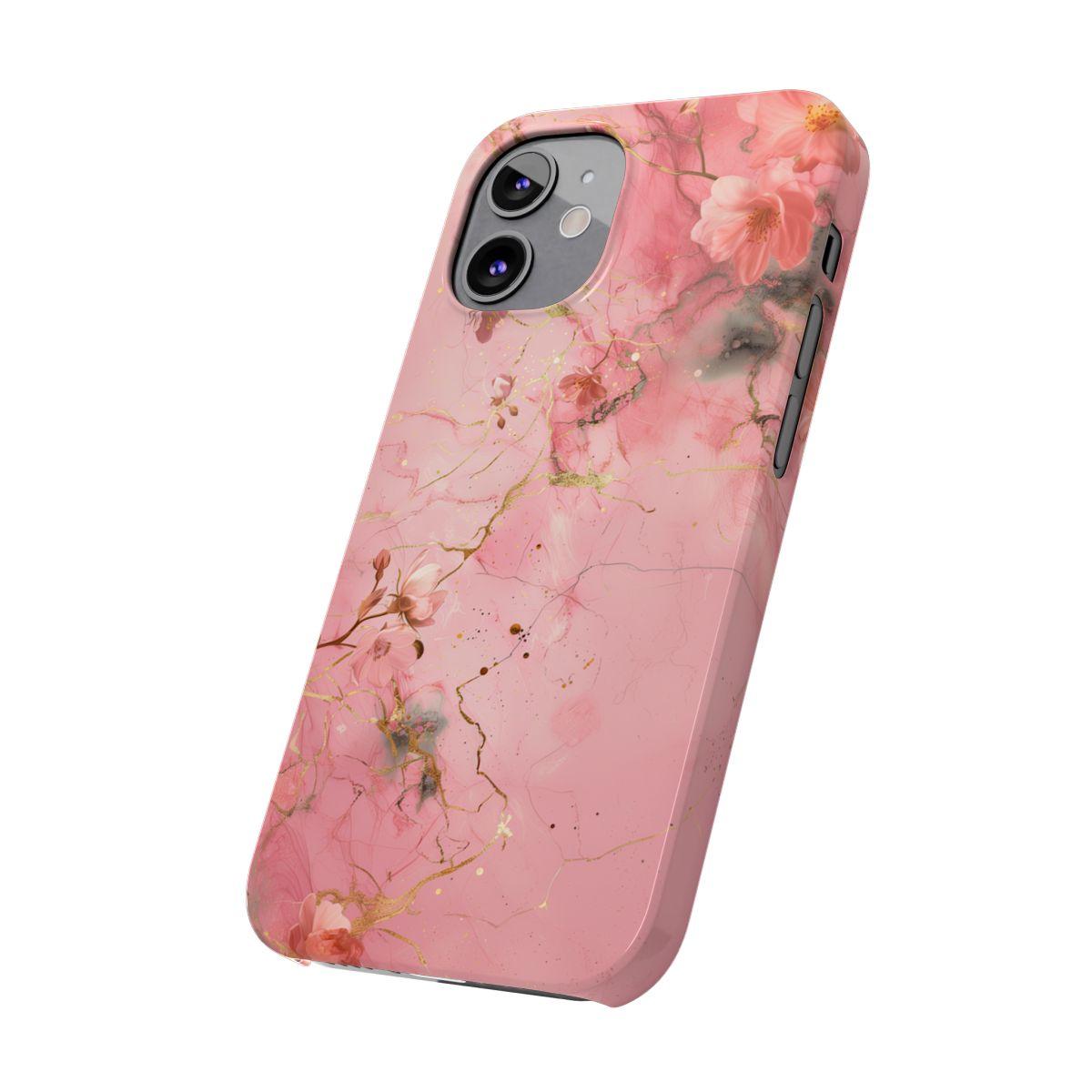 iPhone Case - Flower Pink Marble