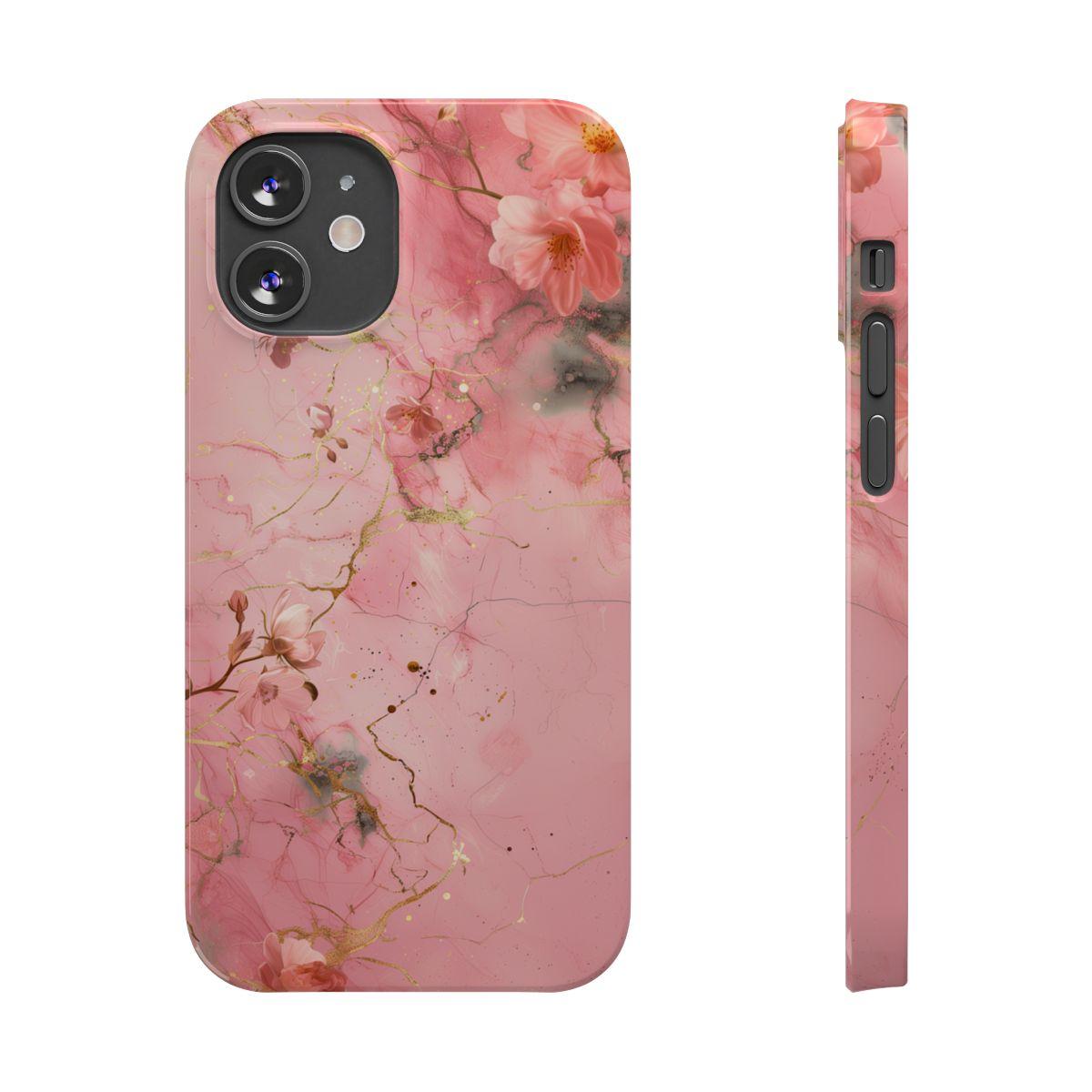 iPhone Case - Flower Pink Marble