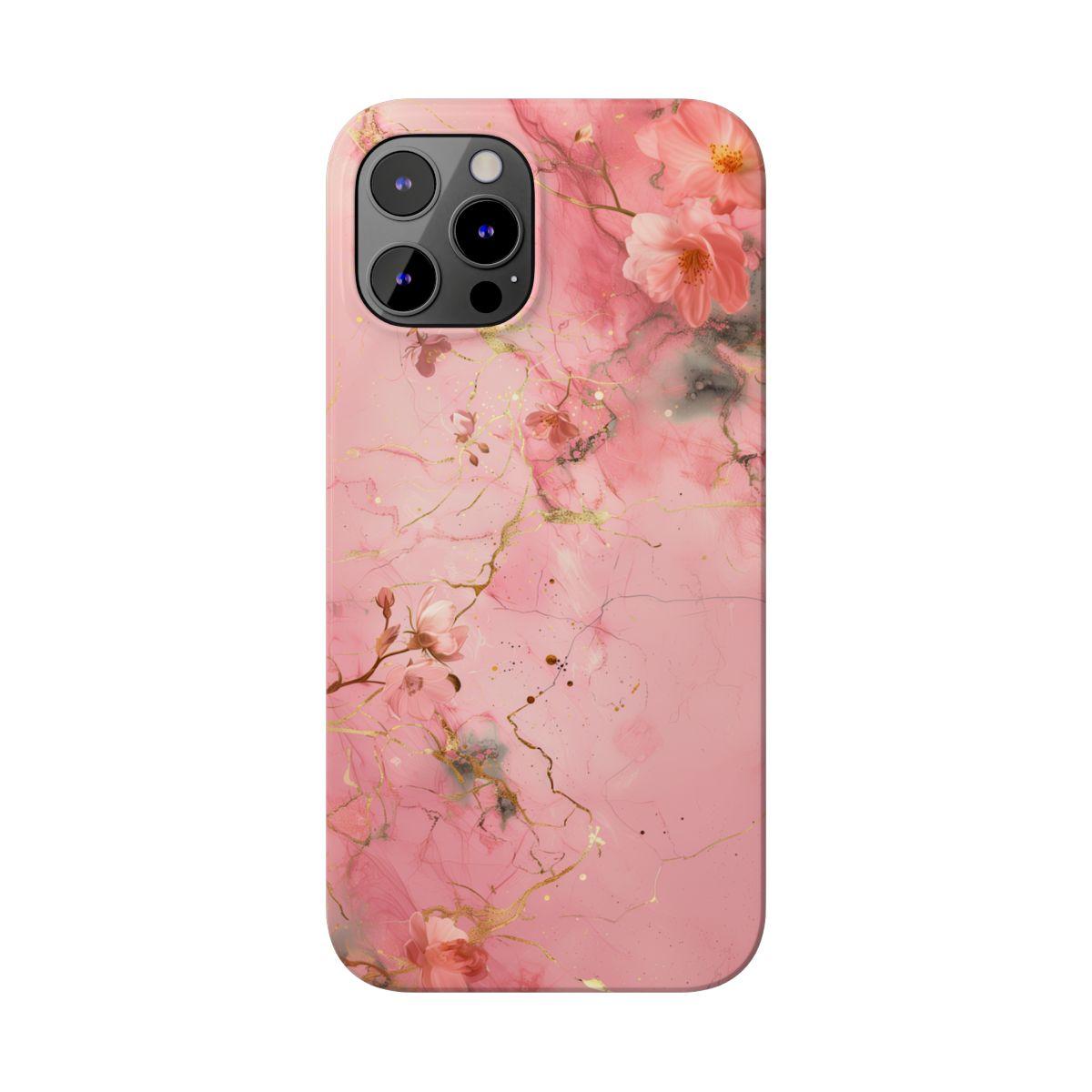 iPhone Case - Flower Pink Marble