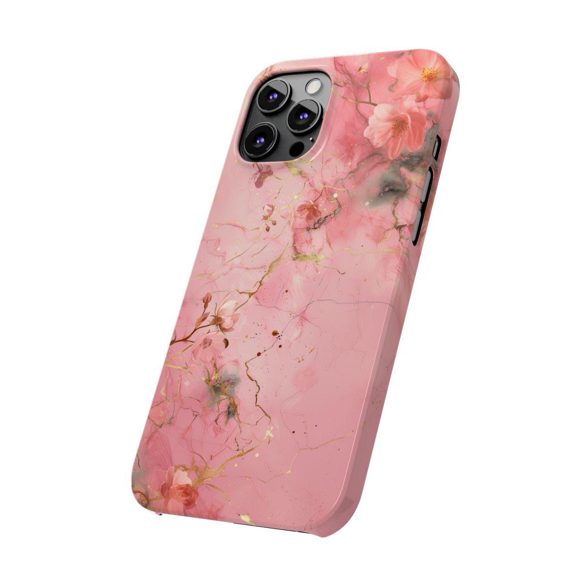 iPhone Case - Flower Pink Marble