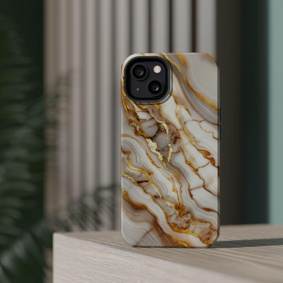 iPhone Case - Golden Vein White Marble.