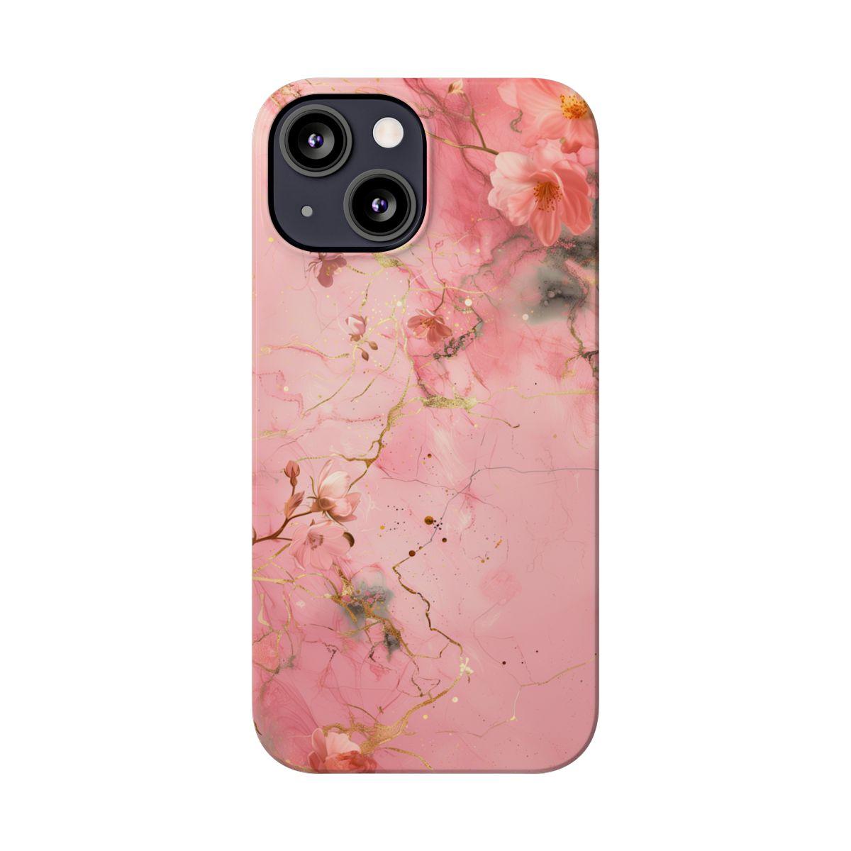 iPhone Case - Flower Pink Marble