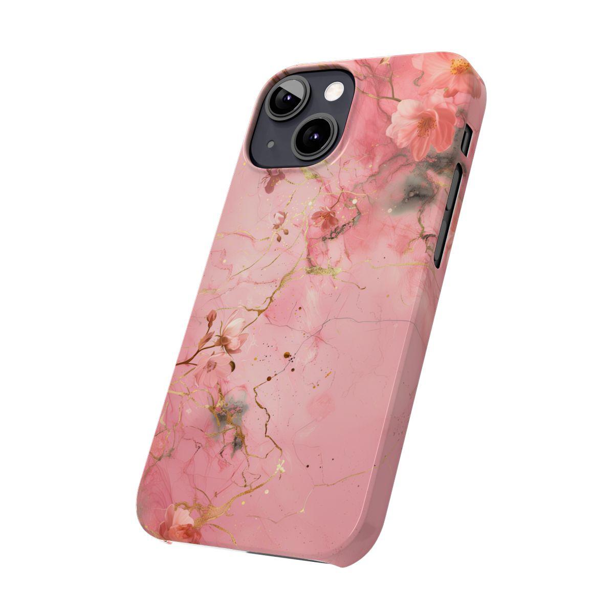 iPhone Case - Flower Pink Marble