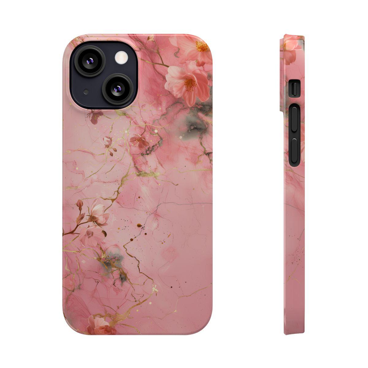 iPhone Case - Flower Pink Marble