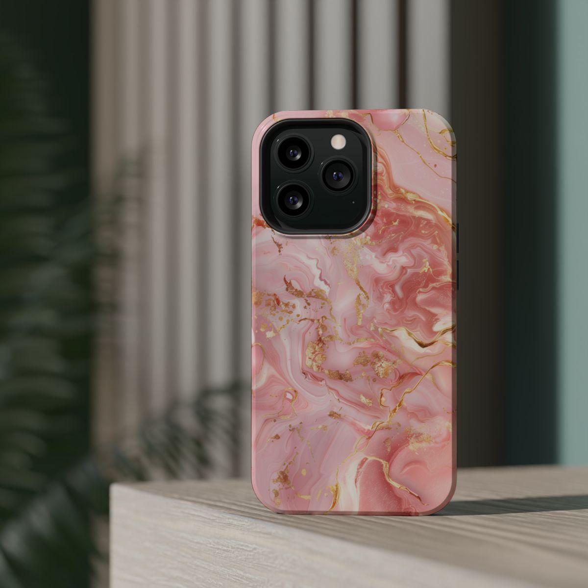 iPhone Case - Golden Vein Pink Marble.