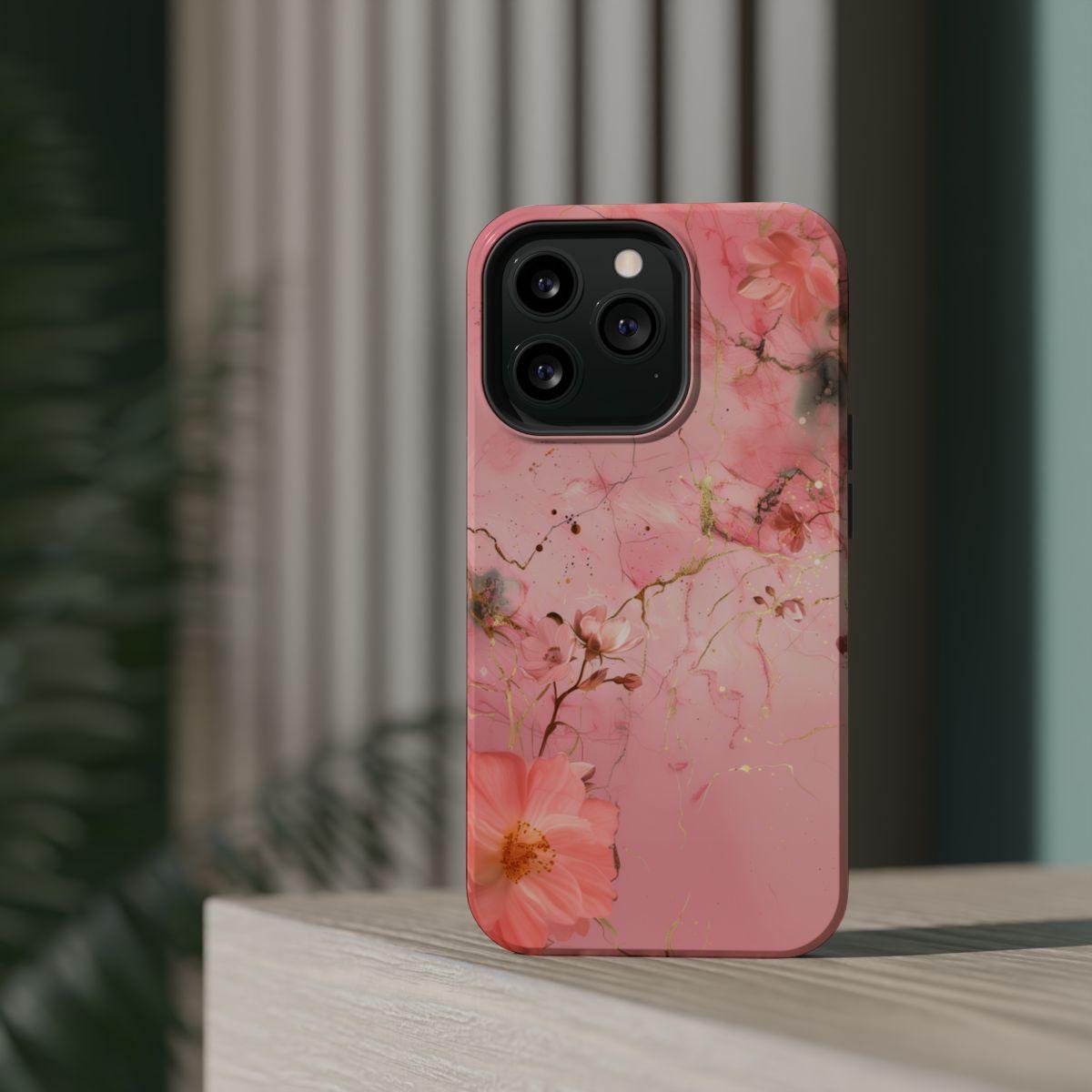 iPhone Case - Flower Pink Marble.