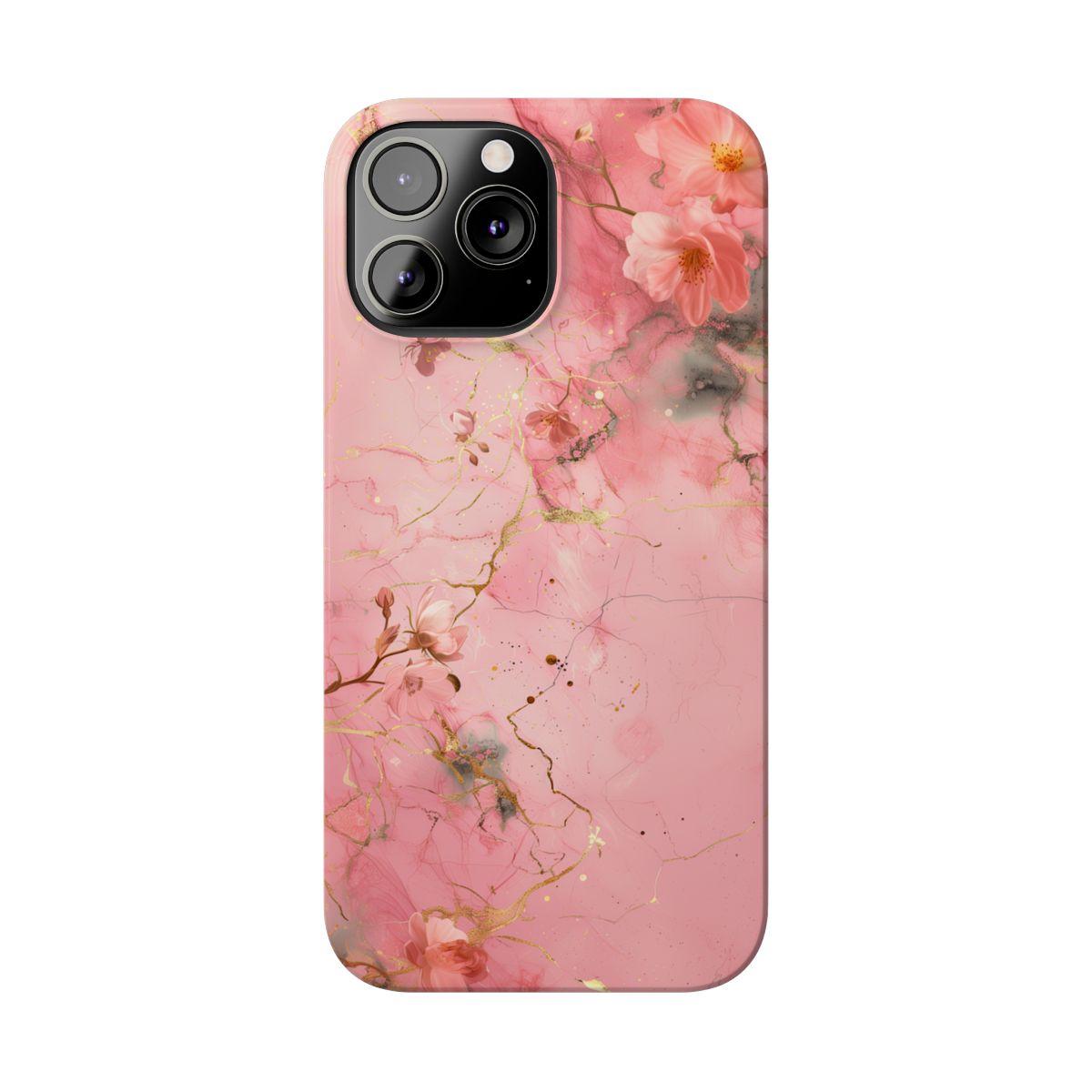 iPhone Case - Flower Pink Marble