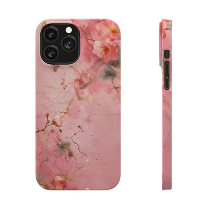 iPhone Case - Flower Pink Marble