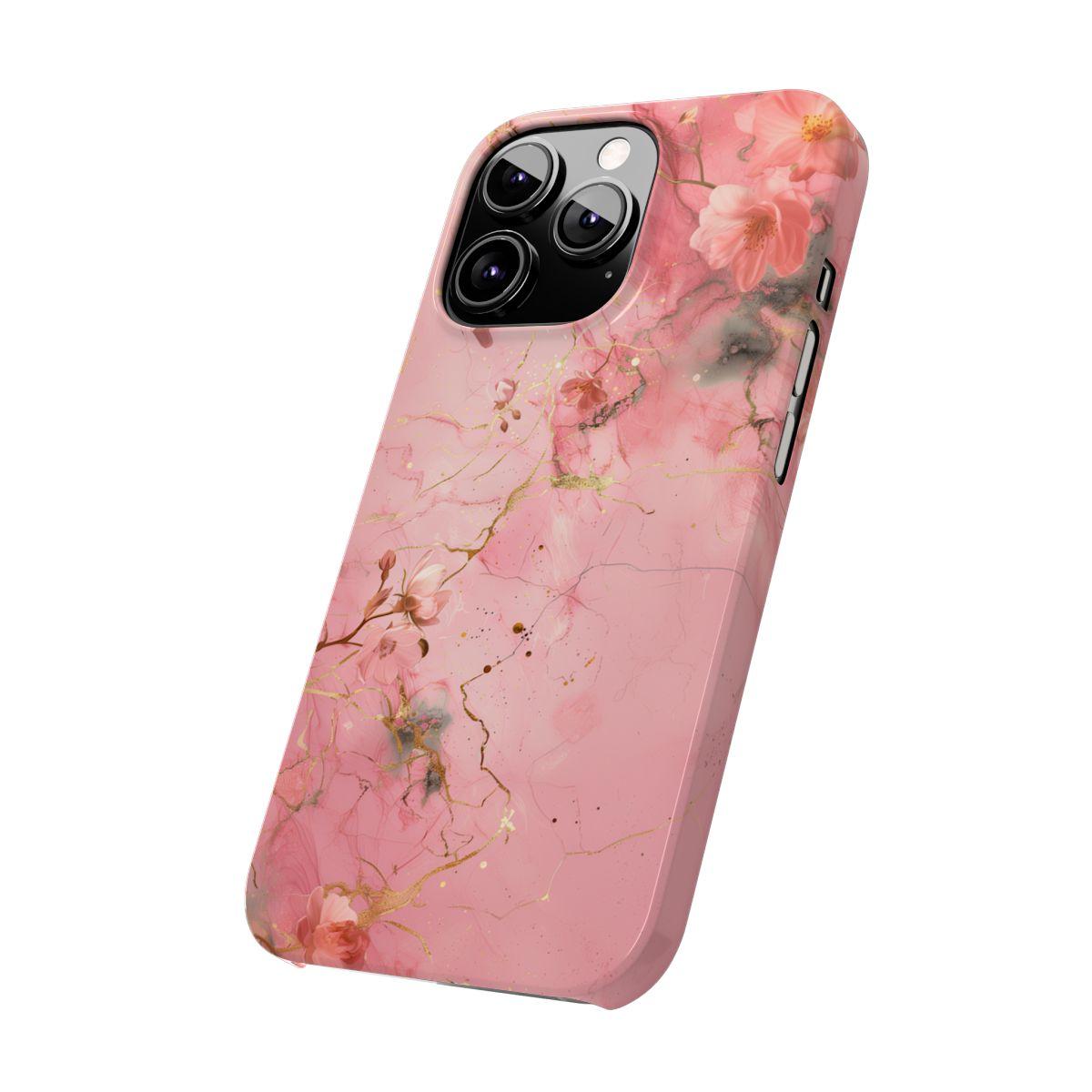 iPhone Case - Flower Pink Marble