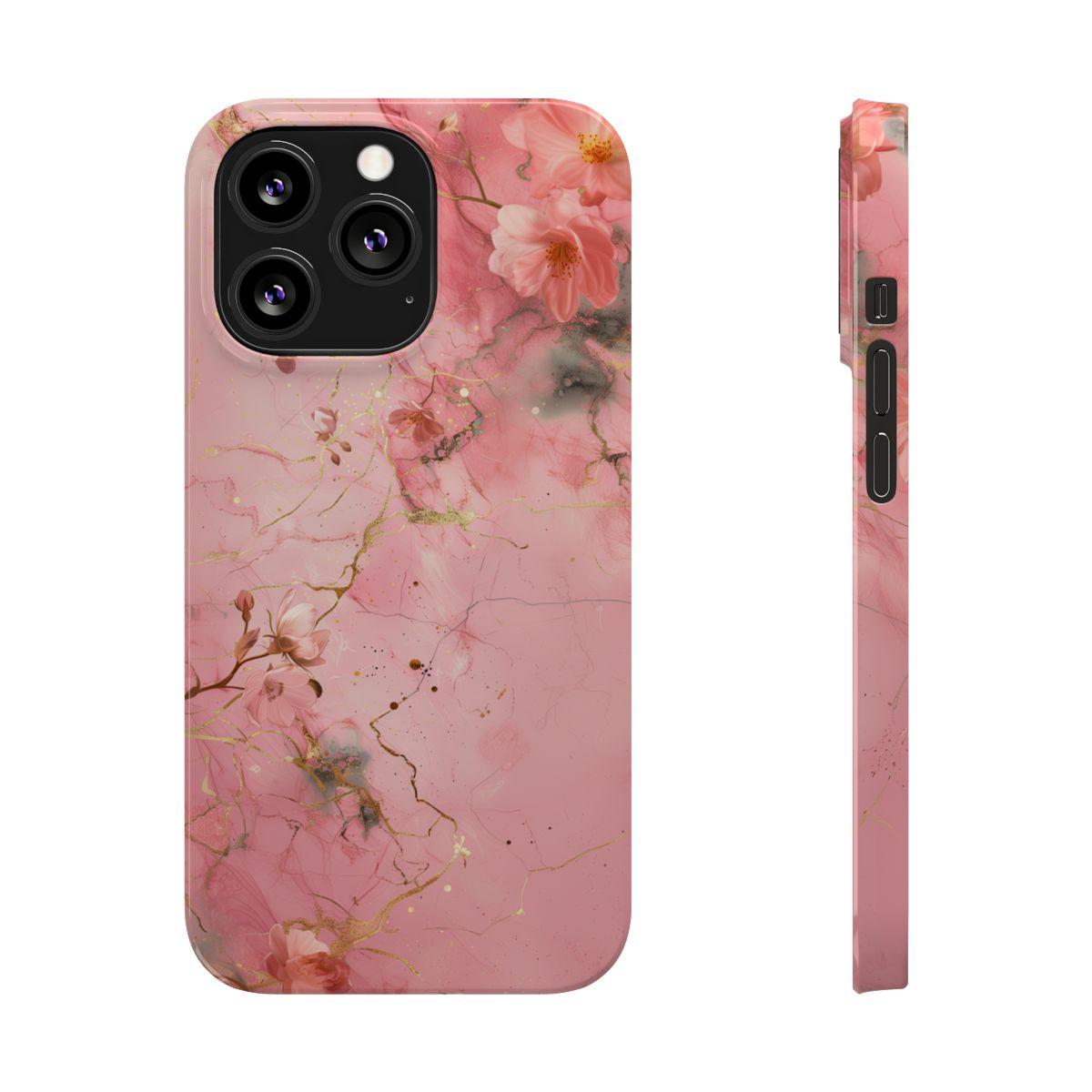 iPhone Case - Flower Pink Marble