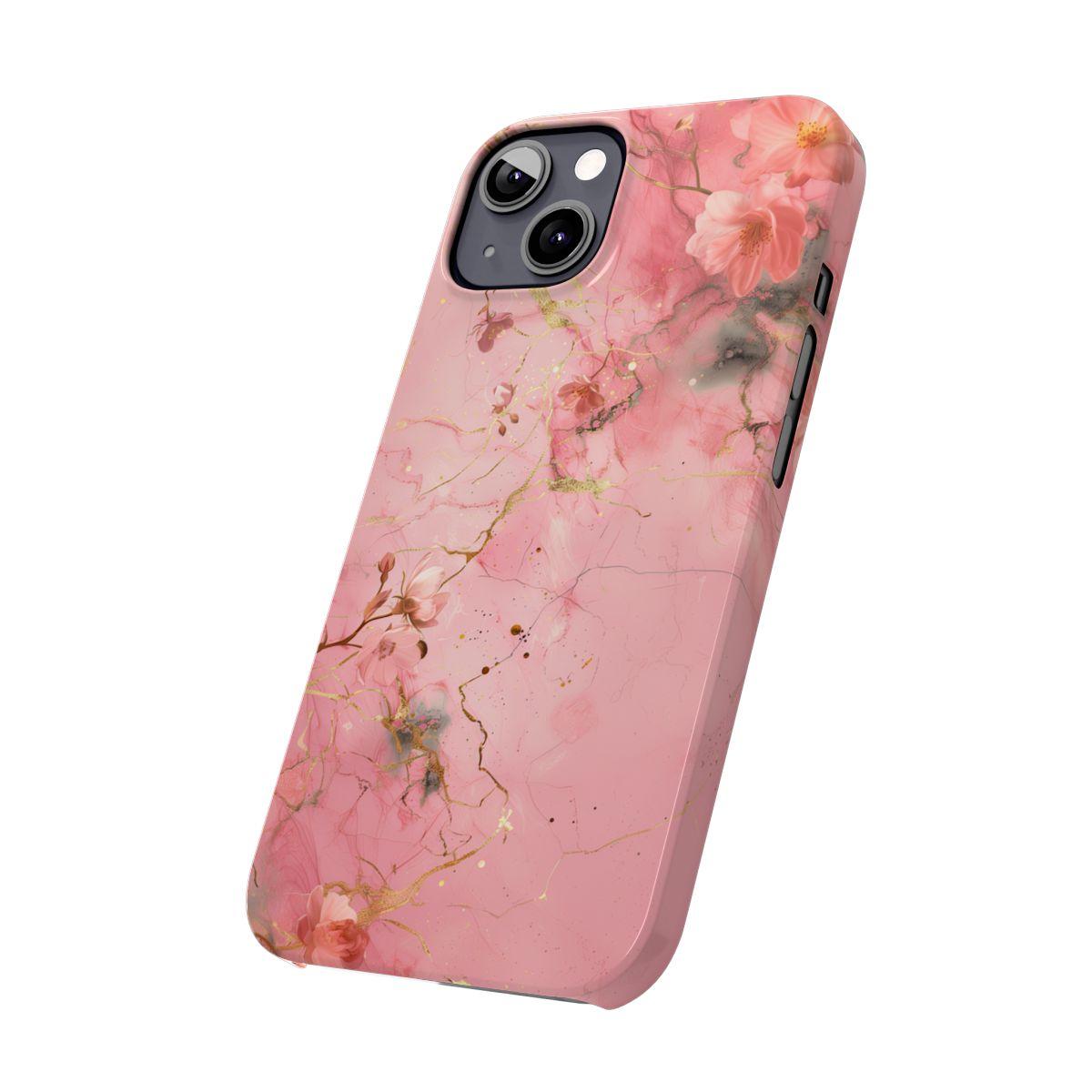 iPhone Case - Flower Pink Marble