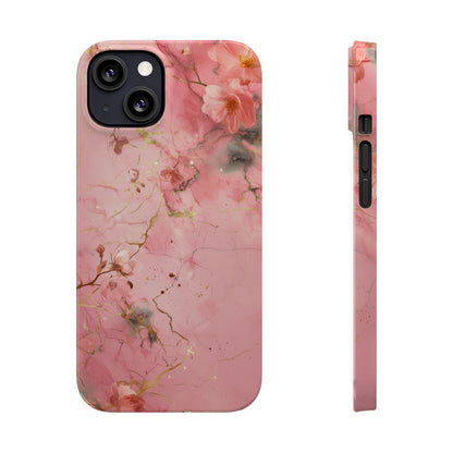 iPhone Case - Flower Pink Marble