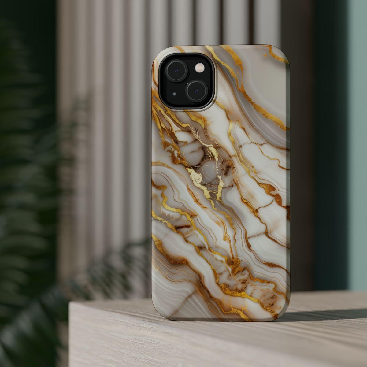 iPhone Case - Golden Vein White Marble.