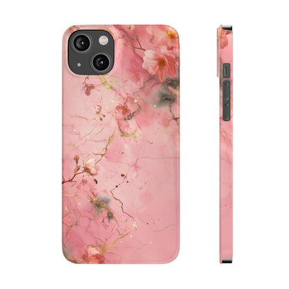 iPhone Case - Flower Pink Marble