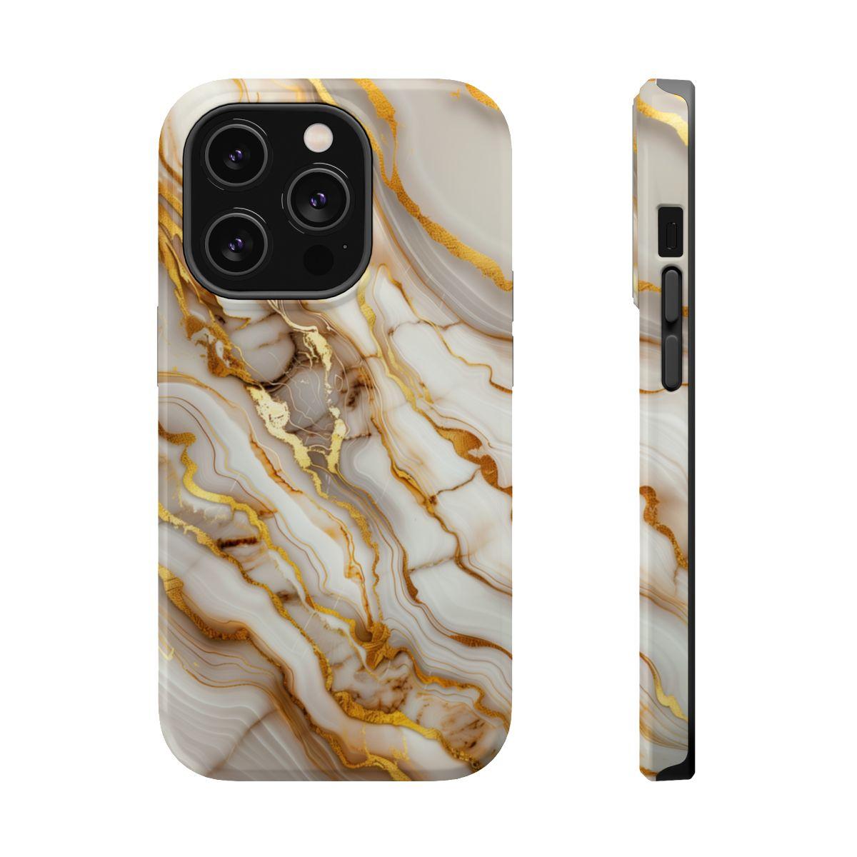 iPhone Case - Golden Vein White Marble.