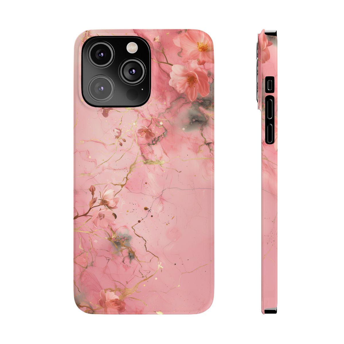 iPhone Case - Flower Pink Marble