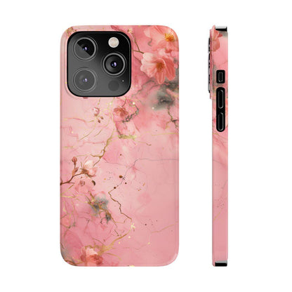 iPhone Case - Flower Pink Marble