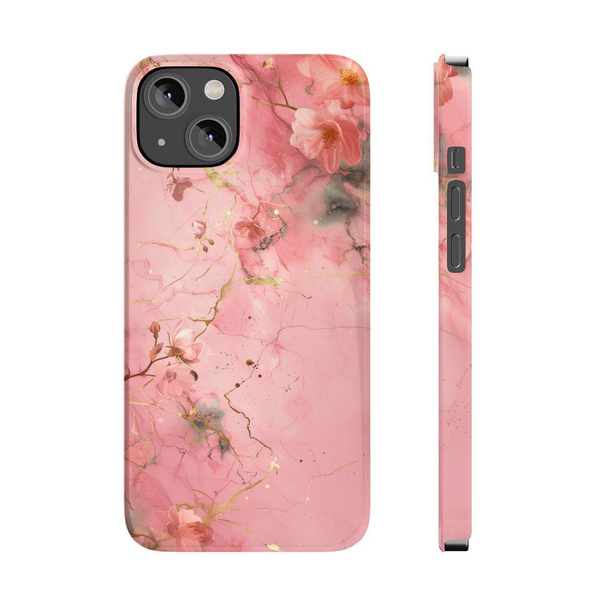 iPhone Case - Flower Pink Marble