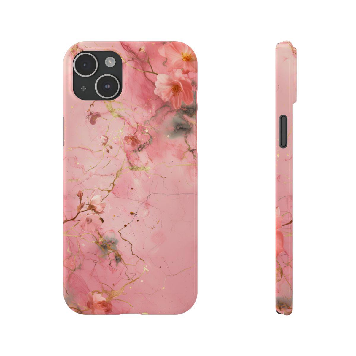 iPhone Case - Flower Pink Marble