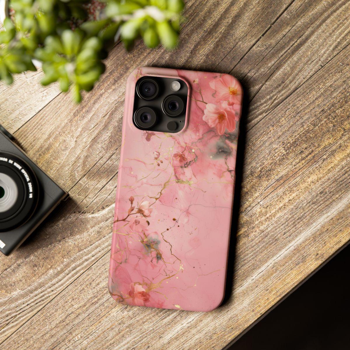 iPhone Case - Flower Pink Marble