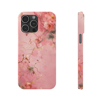 iPhone Case - Flower Pink Marble