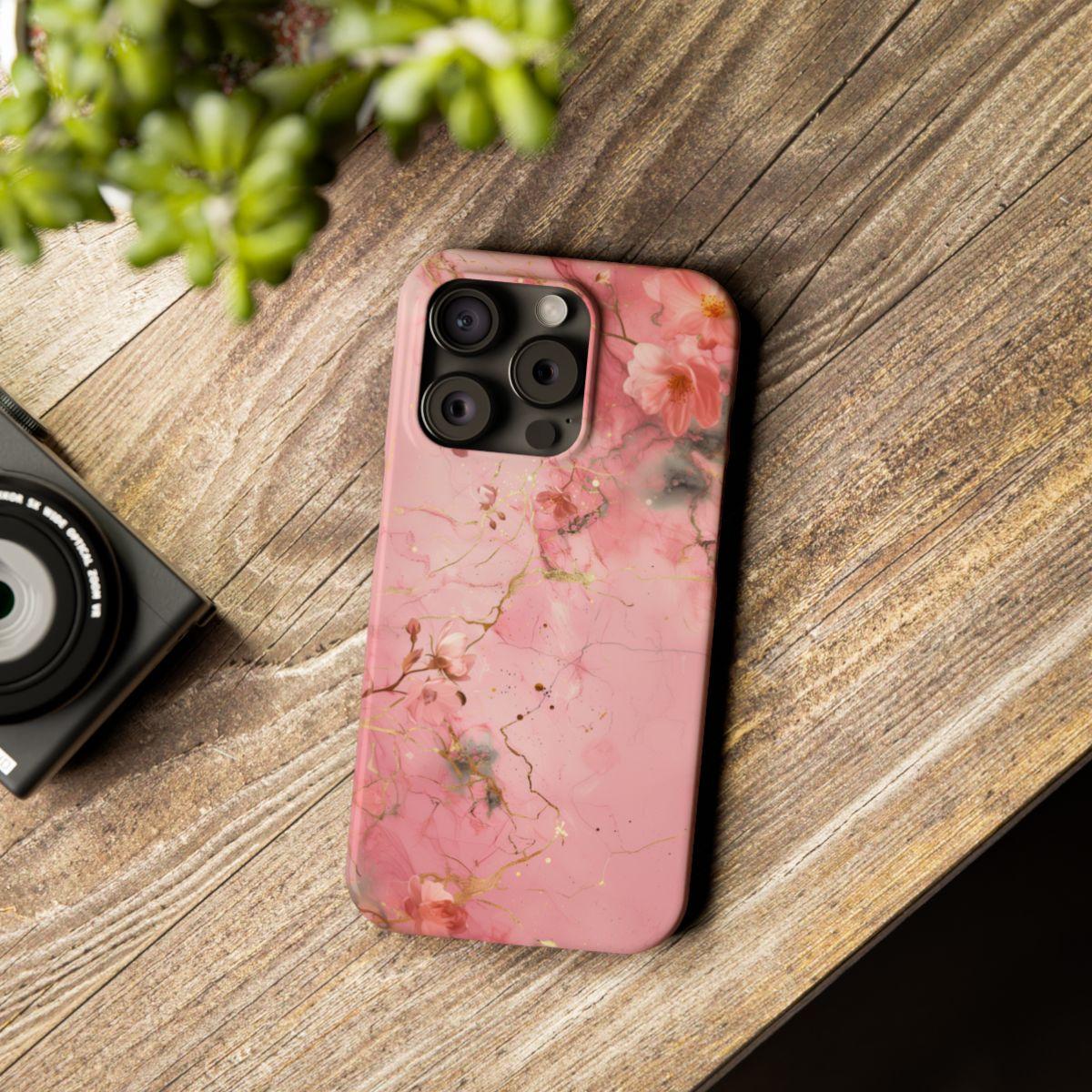 iPhone Case - Flower Pink Marble