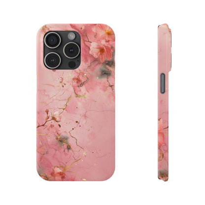 iPhone Case - Flower Pink Marble