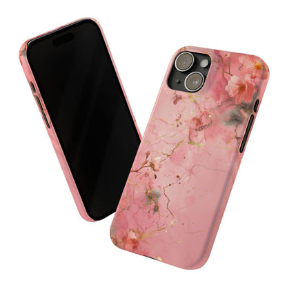 iPhone Case - Flower Pink Marble