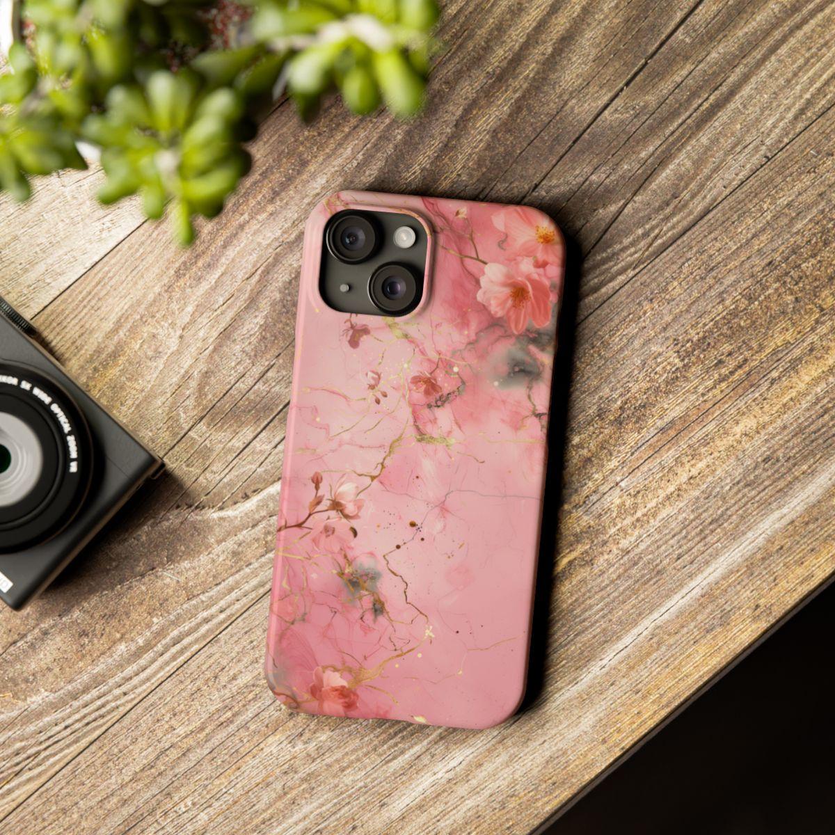 iPhone Case - Flower Pink Marble