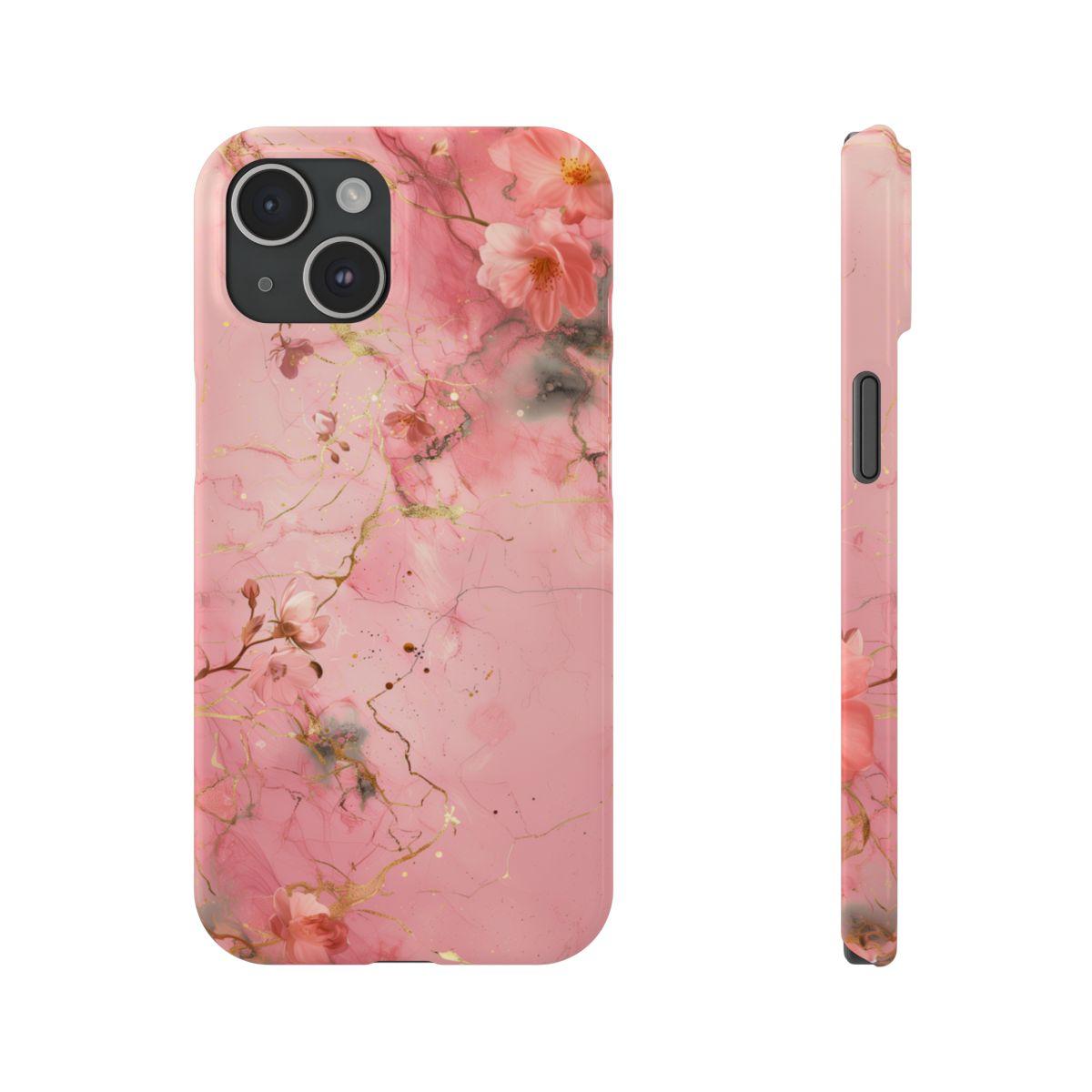 iPhone Case - Flower Pink Marble