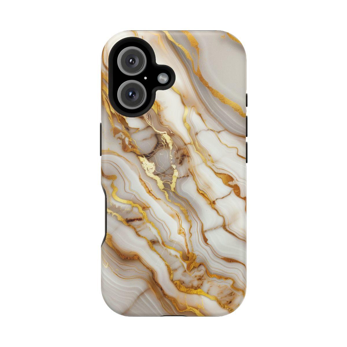 iPhone Case - Golden Vein White Marble.