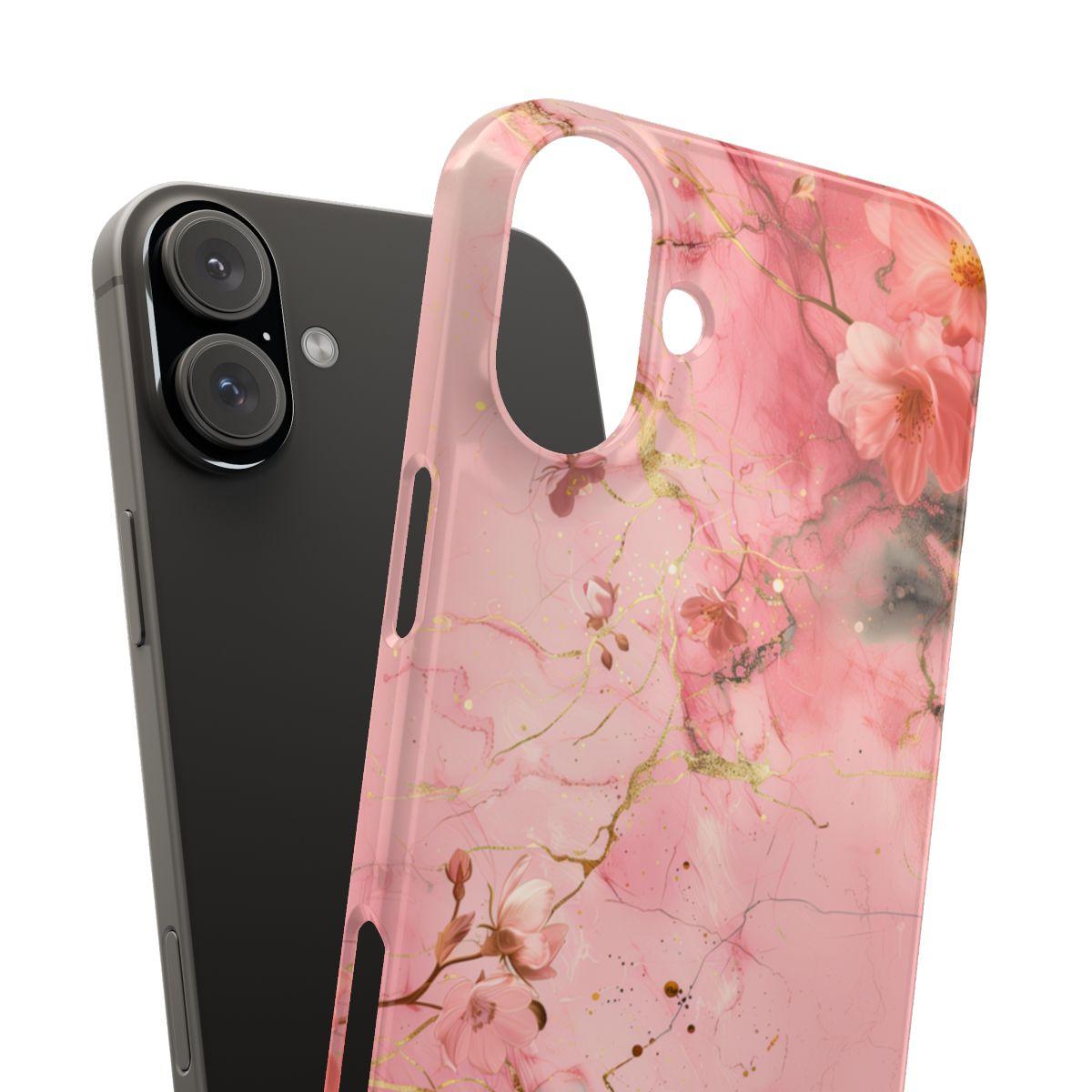 iPhone Case - Flower Pink Marble