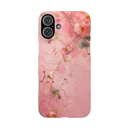 iPhone Case - Flower Pink Marble