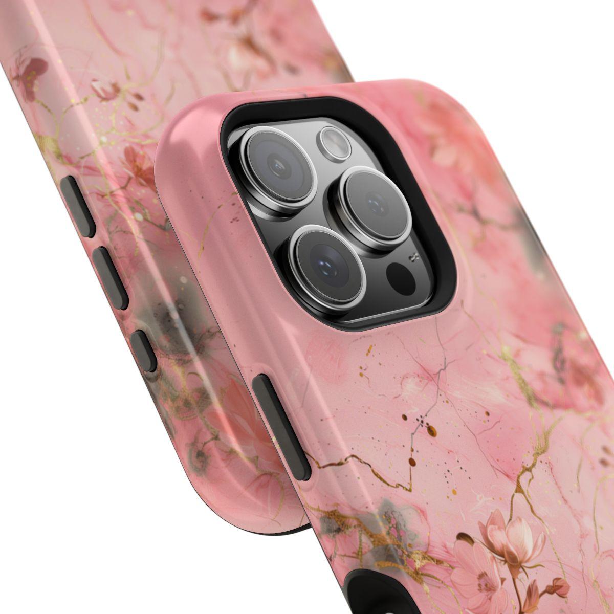 iPhone Case - Flower Pink Marble.