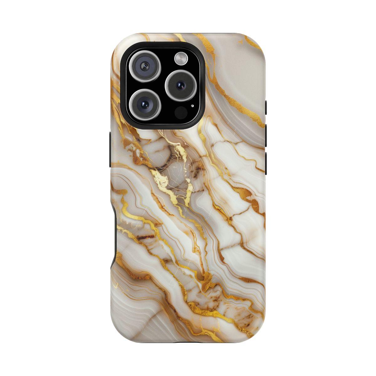 iPhone Case - Golden Vein White Marble.