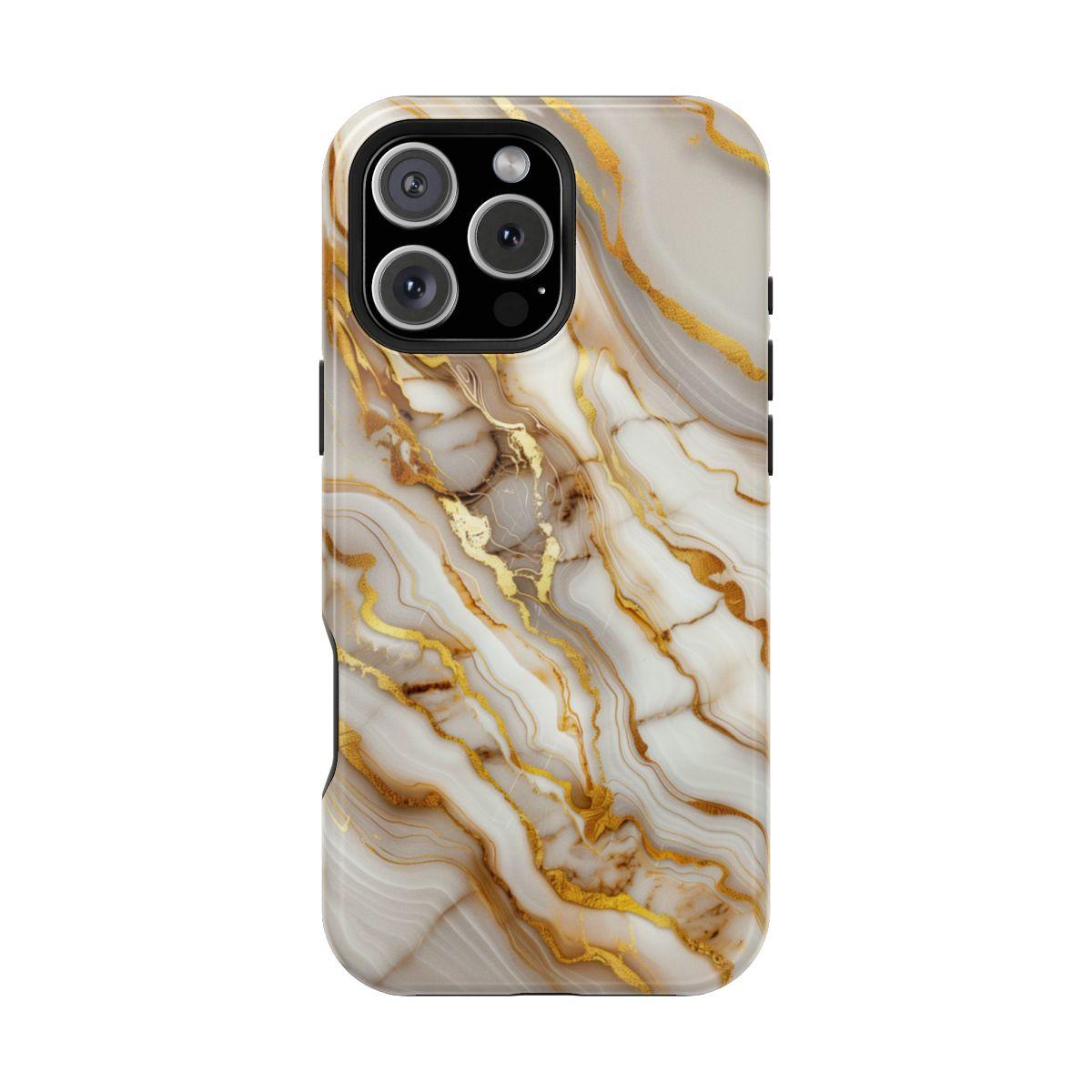 iPhone Case - Golden Vein White Marble.