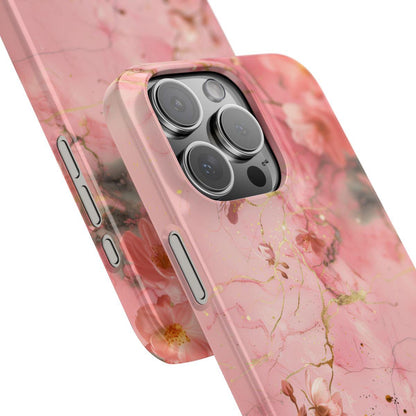 iPhone Case - Flower Pink Marble