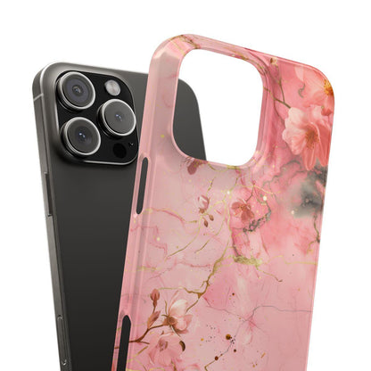 iPhone Case - Flower Pink Marble