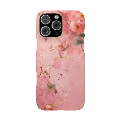 iPhone Case - Flower Pink Marble