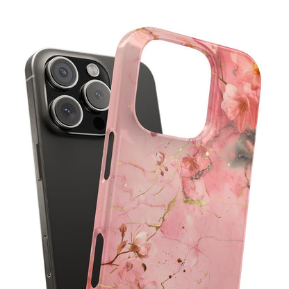 iPhone Case - Flower Pink Marble