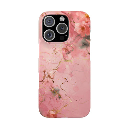 iPhone Case - Flower Pink Marble